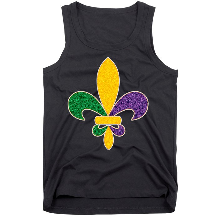 Mardi Gras Sparkle Fleur De Lis Tank Top