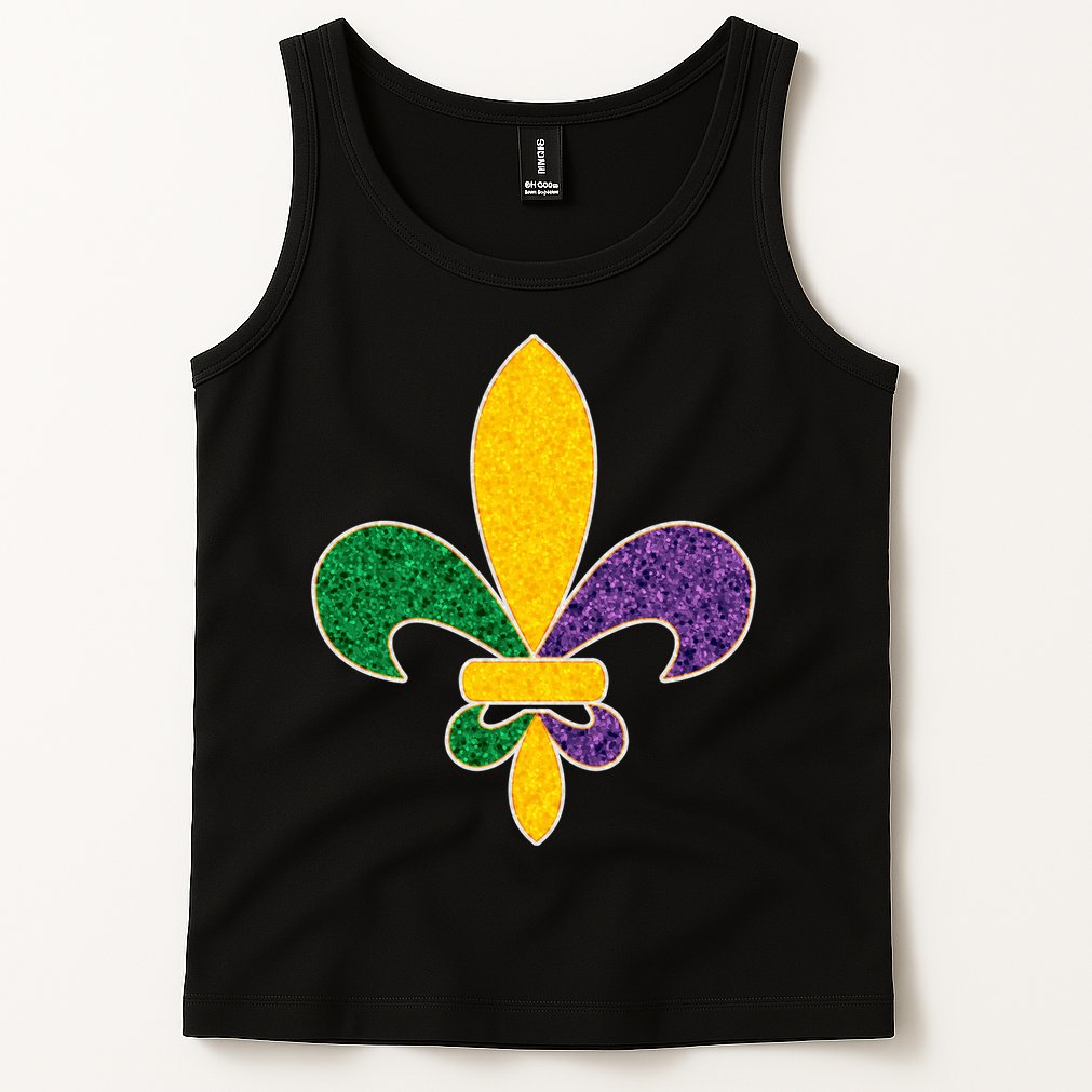 Mardi Gras Sparkle Fleur De Lis Tank Top