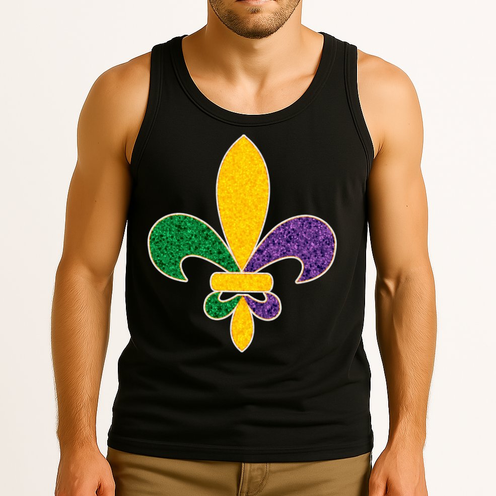 Mardi Gras Sparkle Fleur De Lis Tank Top