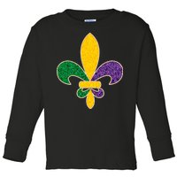 Mardi Gras Sparkle Fleur De Lis Toddler Long Sleeve Shirt