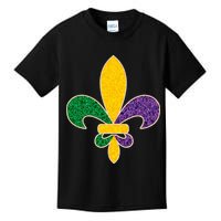Mardi Gras Sparkle Fleur De Lis Kids T-Shirt
