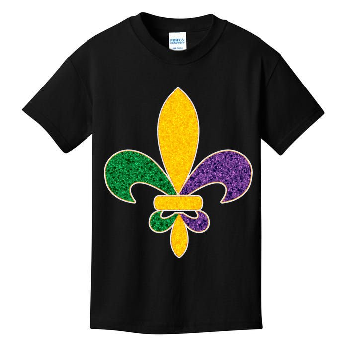 Mardi Gras Sparkle Fleur De Lis Kids T-Shirt