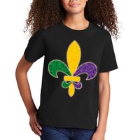 Mardi Gras Sparkle Fleur De Lis Kids T-Shirt