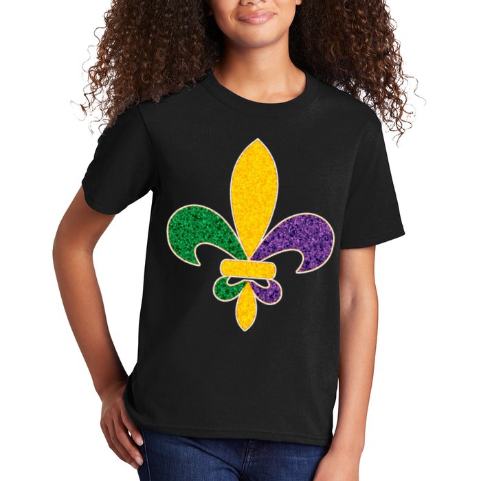 Mardi Gras Sparkle Fleur De Lis Kids T-Shirt