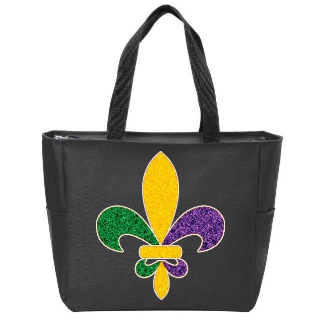 Mardi Gras Sparkle Fleur De Lis Zip Tote Bag
