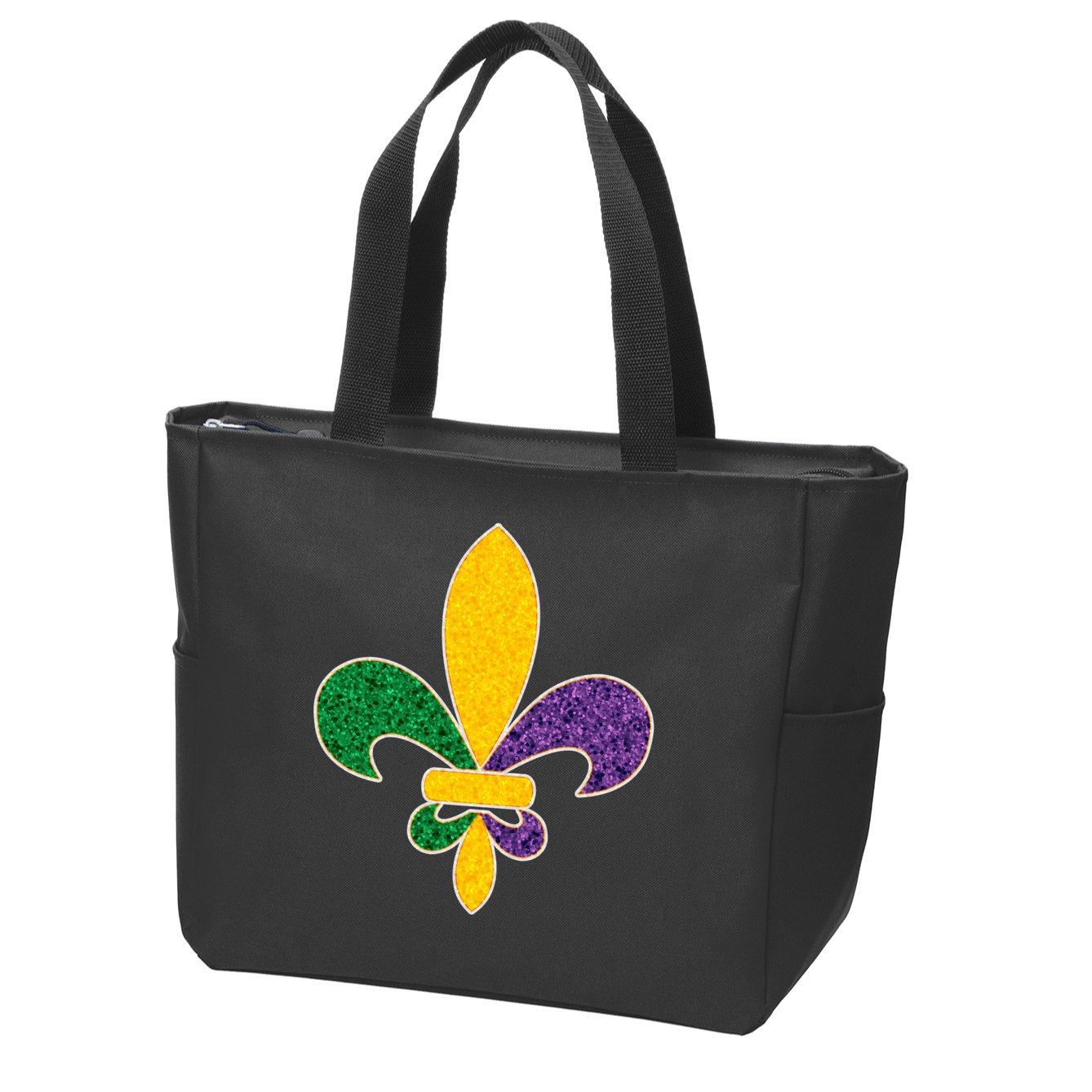 Mardi Gras Sparkle Fleur De Lis Zip Tote Bag