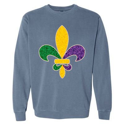 Mardi Gras Sparkle Fleur De Lis Garment-Dyed Sweatshirt