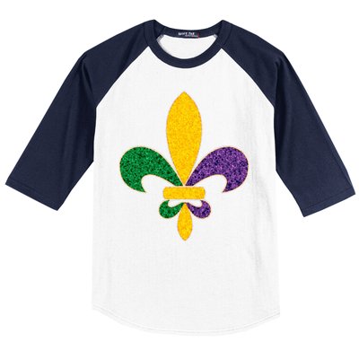 Mardi Gras Sparkle Fleur De Lis Baseball Sleeve Shirt