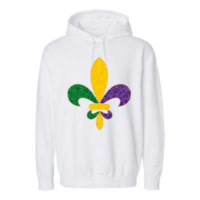 Mardi Gras Sparkle Fleur De Lis Garment-Dyed Fleece Hoodie