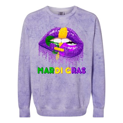 Mardi Gras Sparkle Lips Colorblast Crewneck Sweatshirt