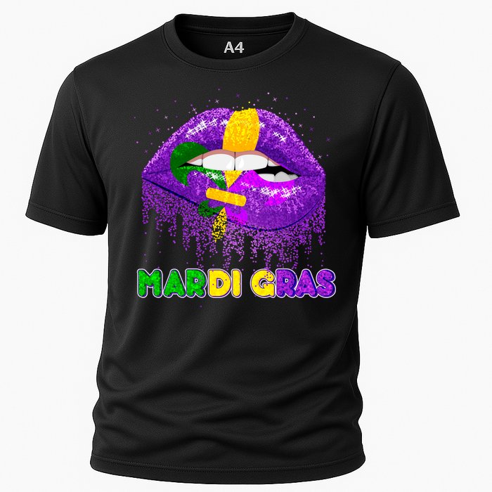 Mardi Gras Sparkle Lips Cooling Performance Crew T-Shirt