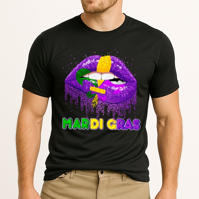 Mardi Gras Sparkle Lips Cooling Performance Crew T-Shirt