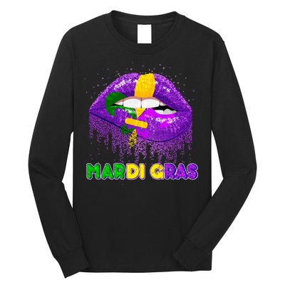 Mardi Gras Sparkle Lips Long Sleeve Shirt