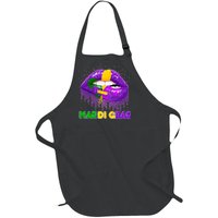 Mardi Gras Sparkle Lips Full-Length Apron With Pockets