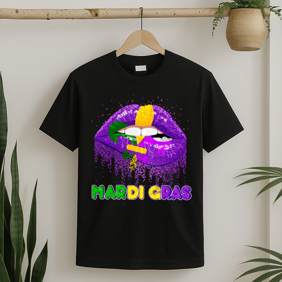 Mardi Gras Sparkle Lips T-Shirt