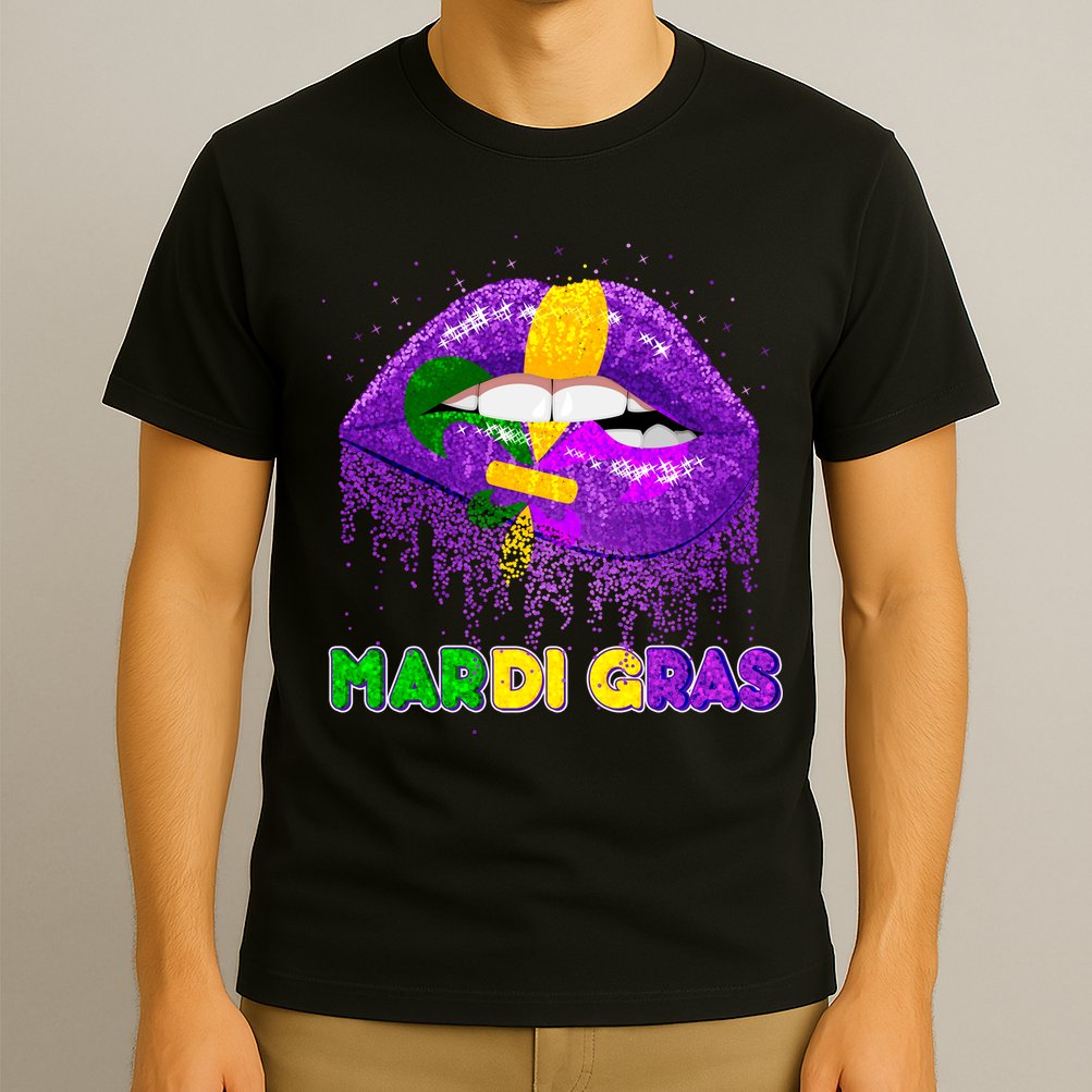 Mardi Gras Sparkle Lips T-Shirt