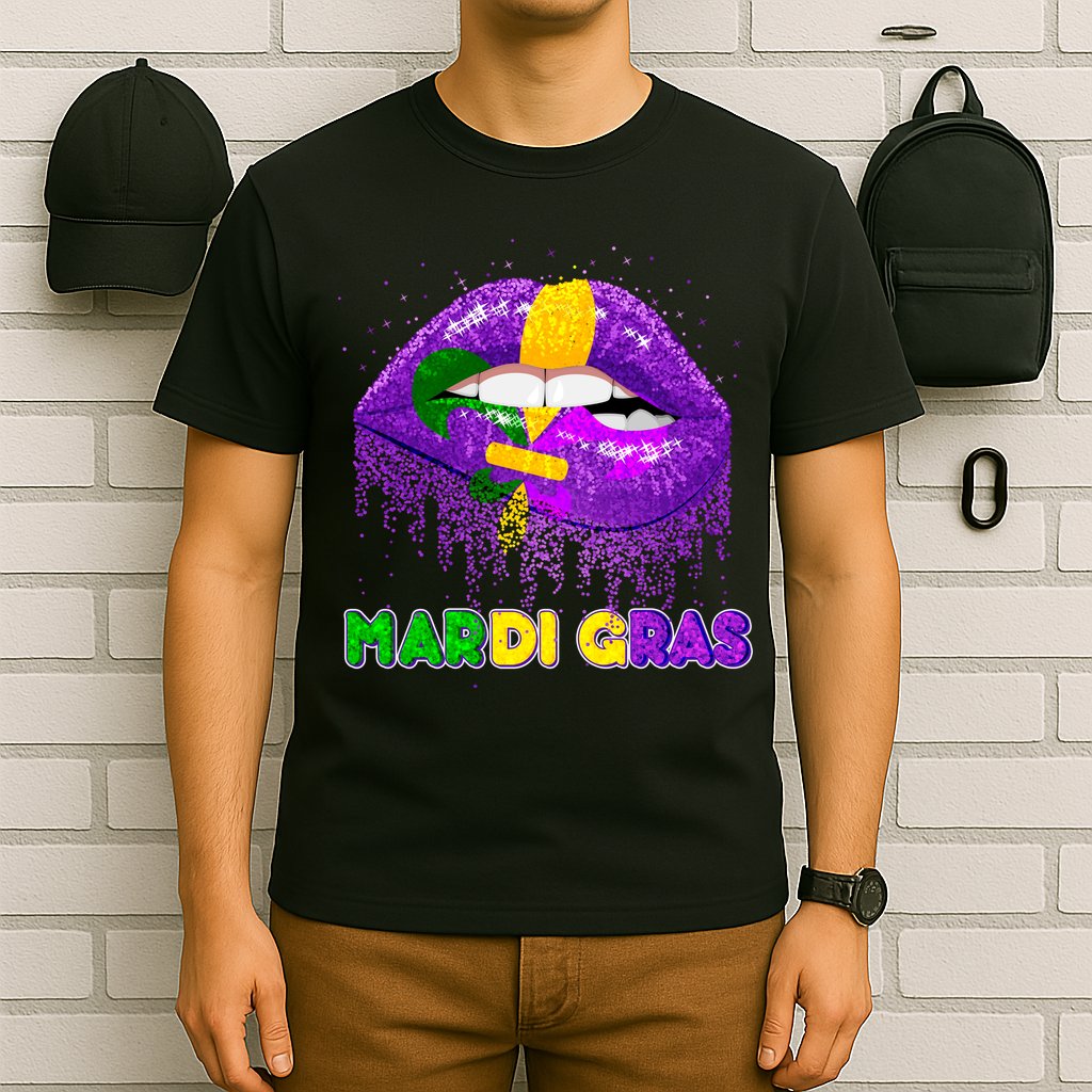 Mardi Gras Sparkle Lips T-Shirt