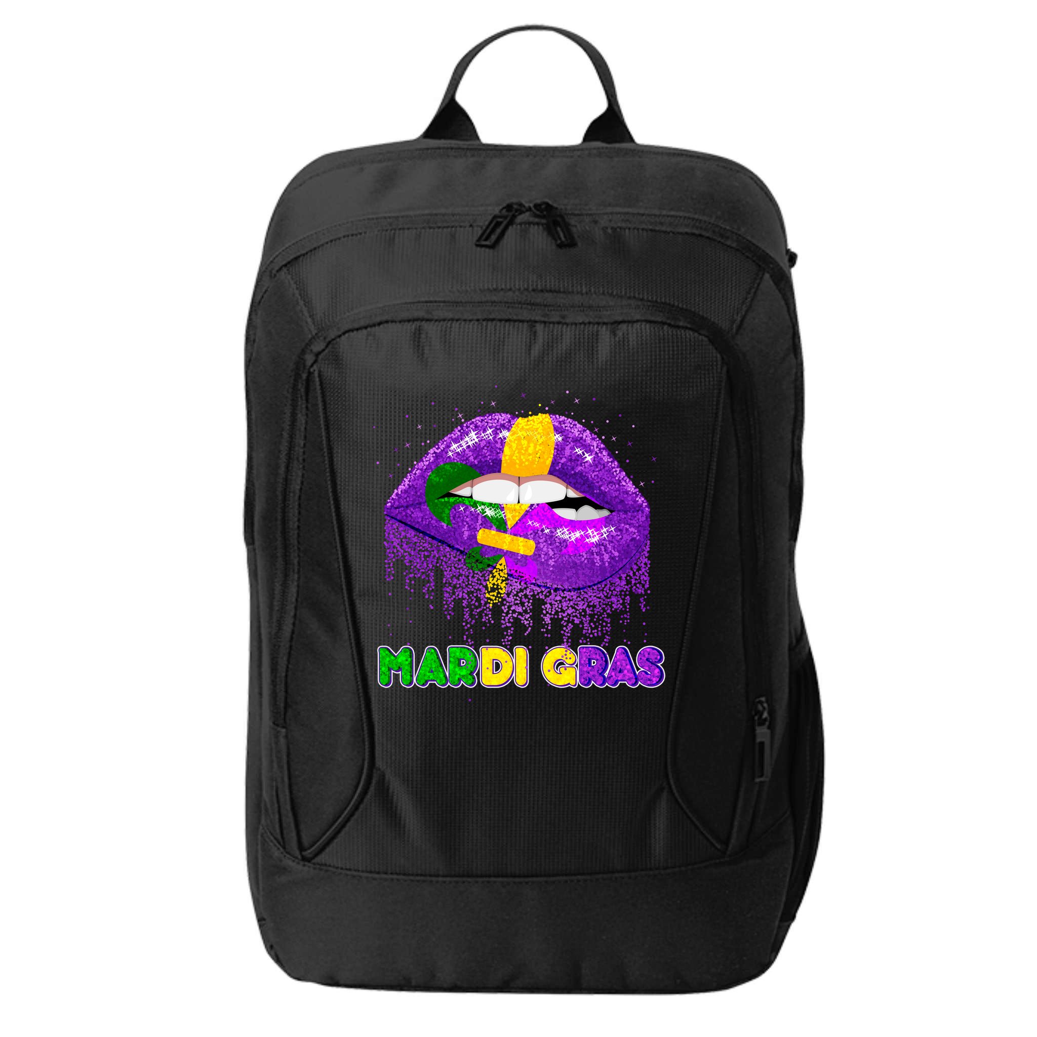 Mardi Gras Sparkle Lips City Backpack
