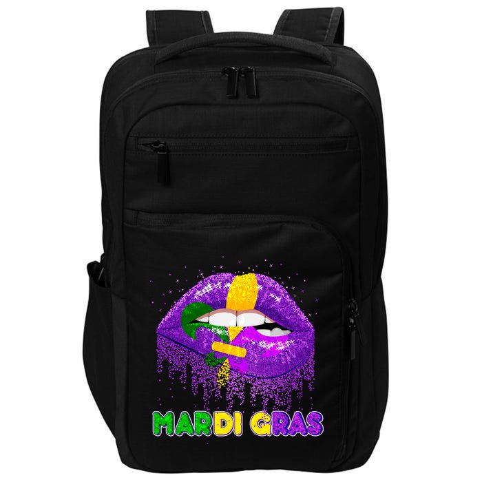 Mardi Gras Sparkle Lips Impact Tech Backpack