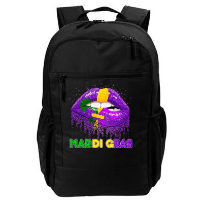 Mardi Gras Sparkle Lips Daily Commute Backpack