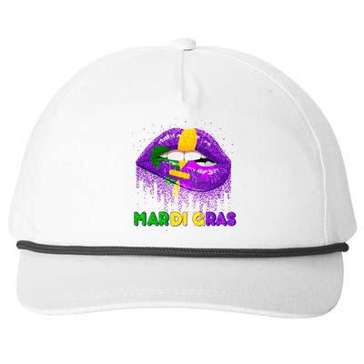 Mardi Gras Sparkle Lips Snapback Five-Panel Rope Hat