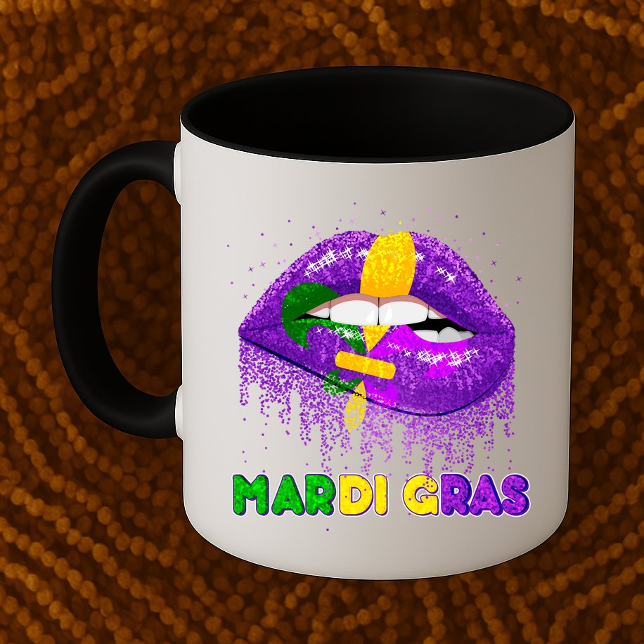 Mardi Gras Sparkle Lips Mug