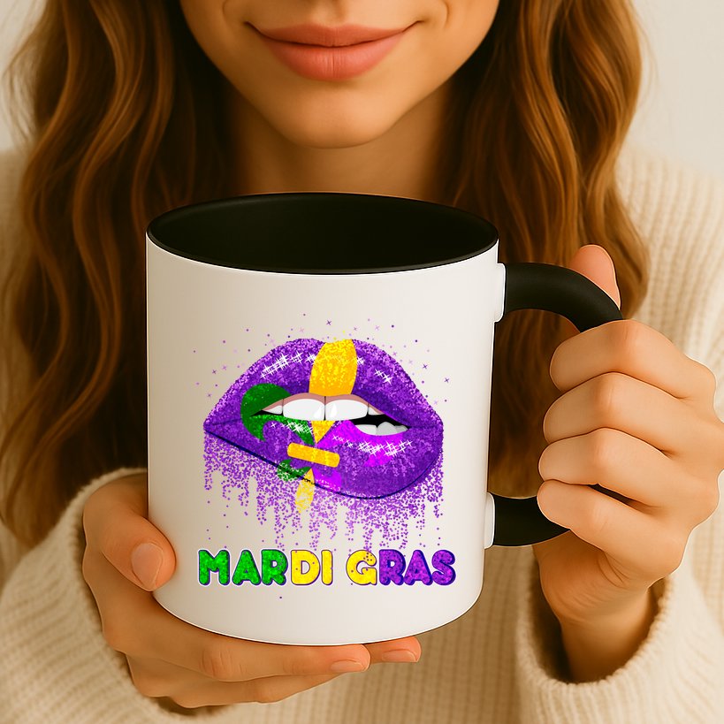 Mardi Gras Sparkle Lips Mug