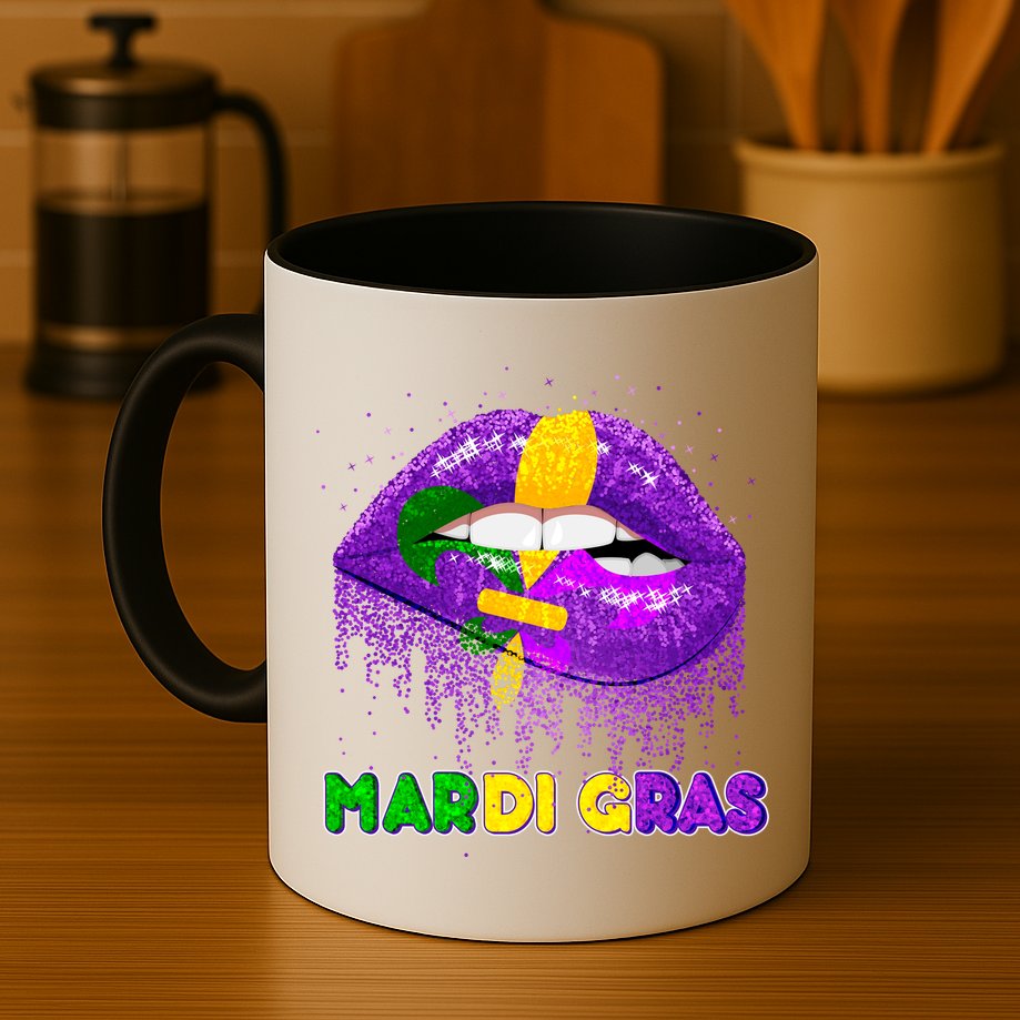 Mardi Gras Sparkle Lips Mug