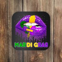 Mardi Gras Sparkle Lips Coaster