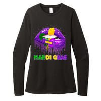 Mardi Gras Sparkle Lips Womens CVC Long Sleeve Shirt