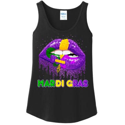 Mardi Gras Sparkle Lips Ladies Essential Tank