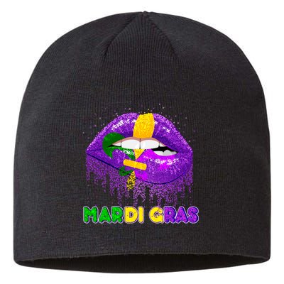 Mardi Gras Sparkle Lips Sustainable Beanie