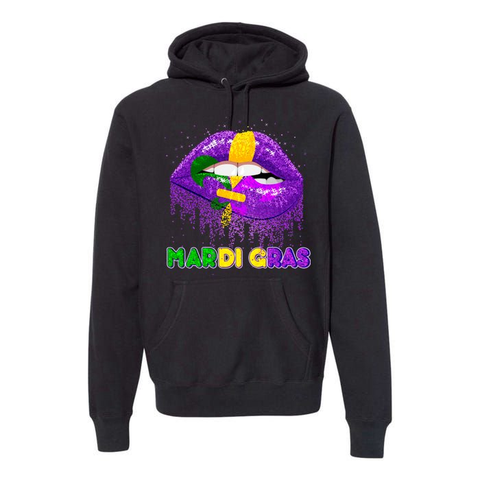 Mardi Gras Sparkle Lips Premium Hoodie