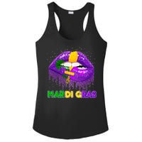 Mardi Gras Sparkle Lips Ladies PosiCharge Competitor Racerback Tank