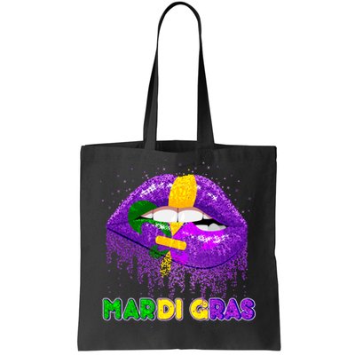 Mardi Gras Sparkle Lips Tote Bag