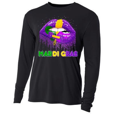 Mardi Gras Sparkle Lips Cooling Performance Long Sleeve Crew