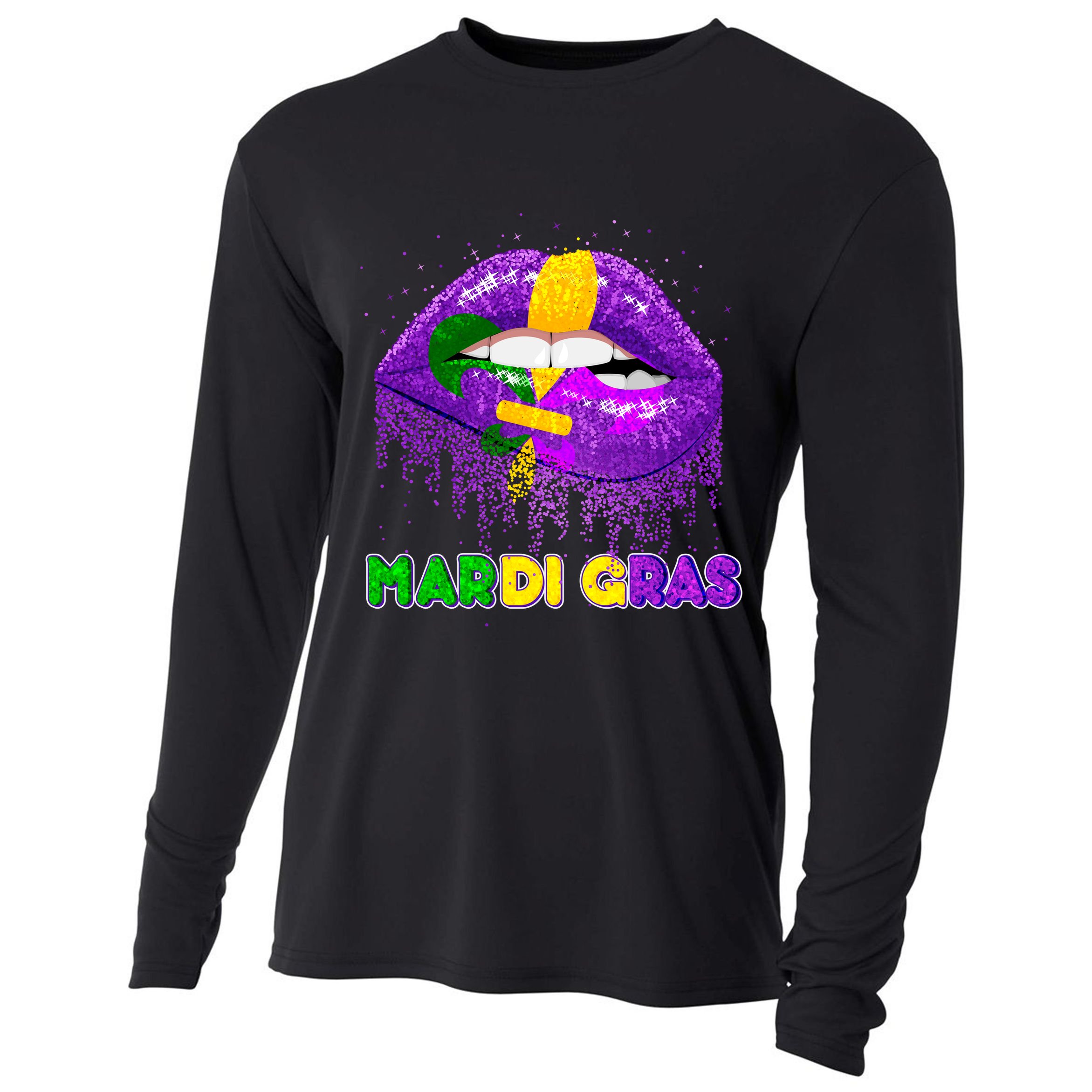 Mardi Gras Sparkle Lips Cooling Performance Long Sleeve Crew