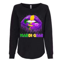 Mardi Gras Sparkle Lips Womens California Wash Sweatshirt