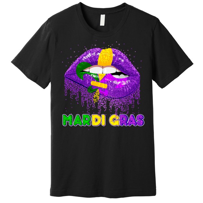 Mardi Gras Sparkle Lips Premium T-Shirt