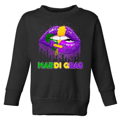 Mardi Gras Sparkle Lips Toddler Sweatshirt