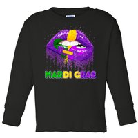 Mardi Gras Sparkle Lips Toddler Long Sleeve Shirt