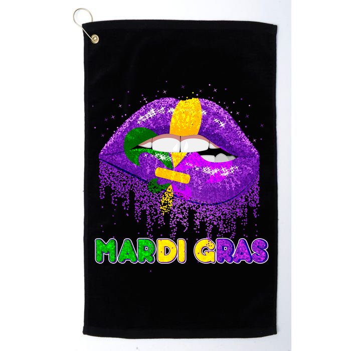 Mardi Gras Sparkle Lips Golf Towel