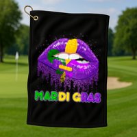 Mardi Gras Sparkle Lips Golf Towel