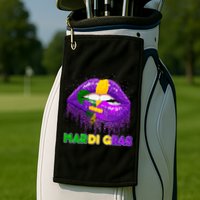 Mardi Gras Sparkle Lips Golf Towel