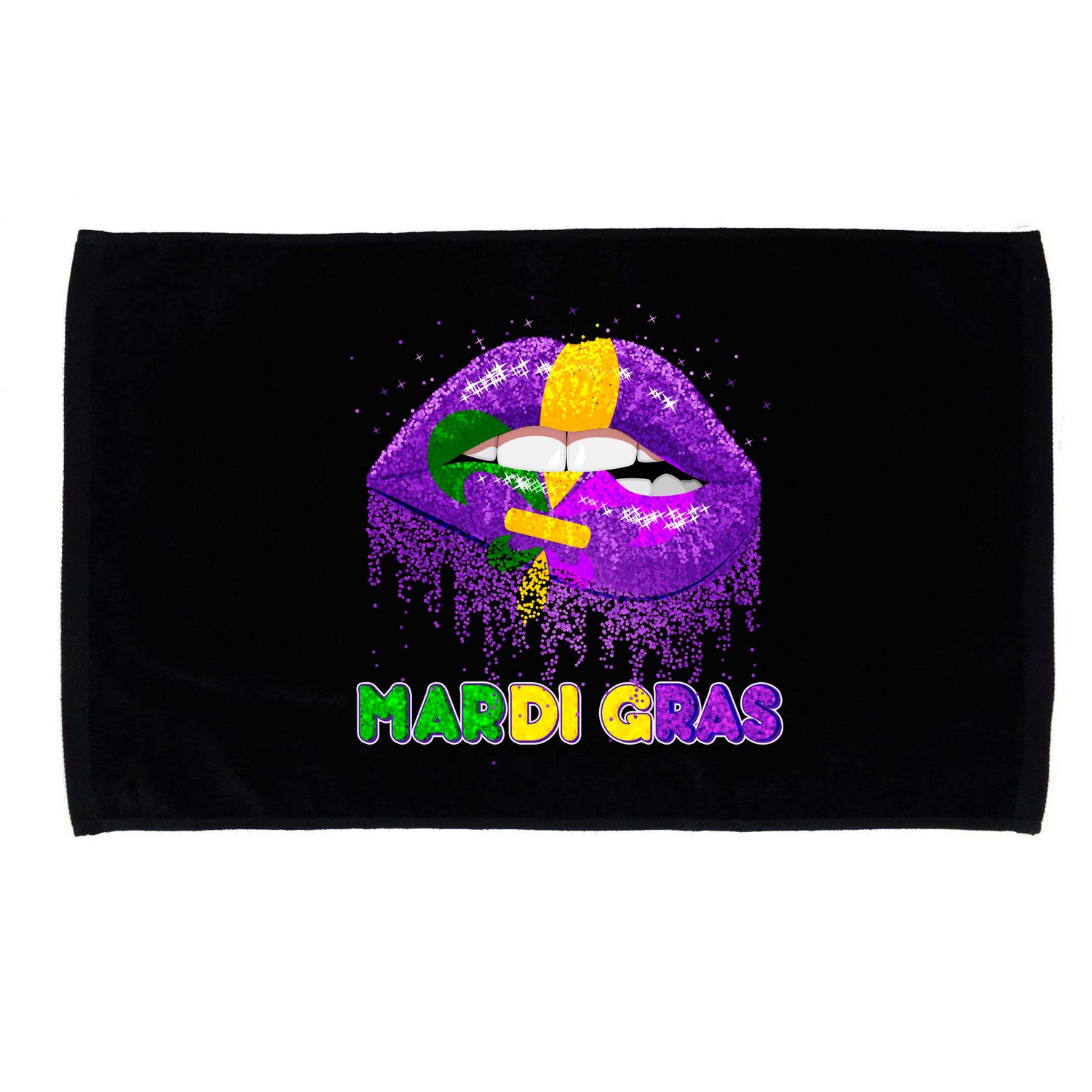 Mardi Gras Sparkle Lips Microfiber Hand Towel