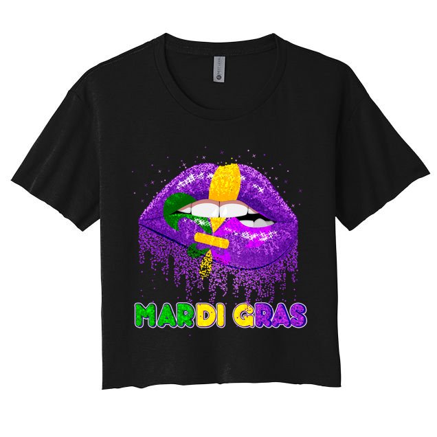 Mardi Gras Sparkle Lips Crop Top