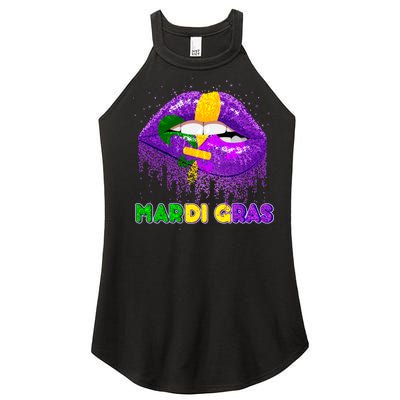 Mardi Gras Sparkle Lips Women's Perfect Tri Rocker Tank