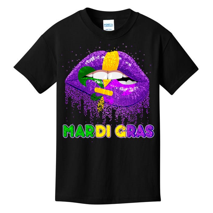 Mardi Gras Sparkle Lips Kids T-Shirt