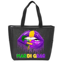 Mardi Gras Sparkle Lips Zip Tote Bag