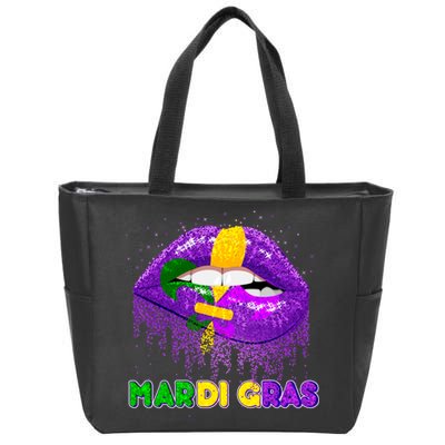 Mardi Gras Sparkle Lips Zip Tote Bag